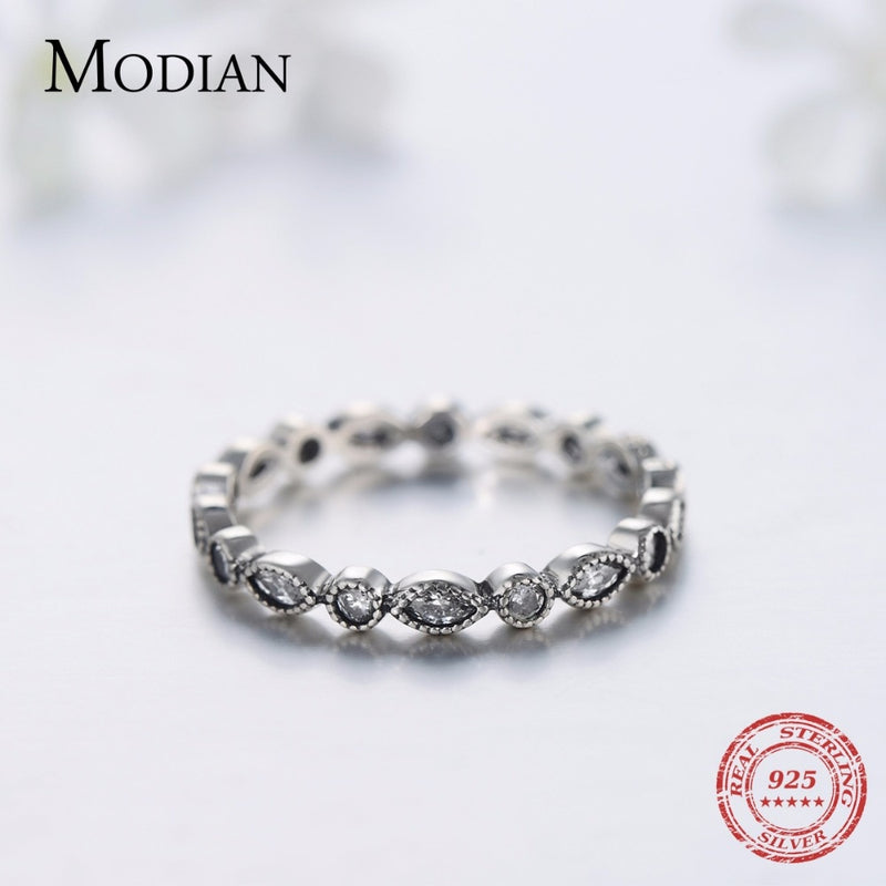 Modian Authentic 925 Sterling silver Sparkling Rings for women CZ Jewelry Finger Ring engagement rings Bague fashion Accessories