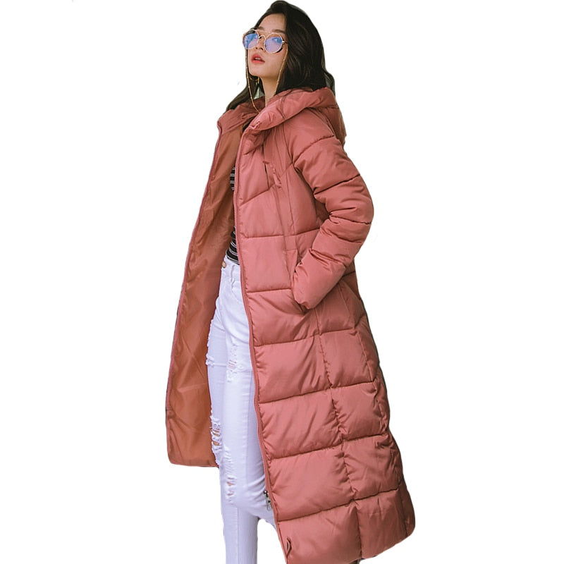Hot Sale Winter Women Jacket X-long Parkas Hooded Cotton Padded Female Coat High Quality Warm Outwear Womens Parka Winter Coat