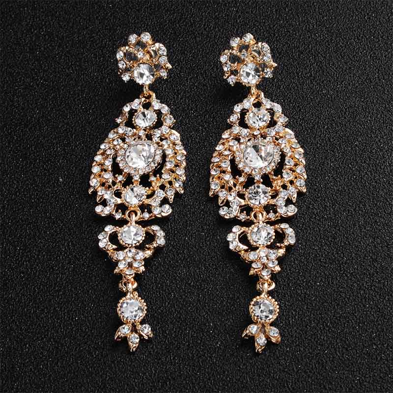 Miallo Fashion Austrian Crystal Alloy Bridal Long Earrings for Women Wedding Big Earrings for Bride Bridesmaids