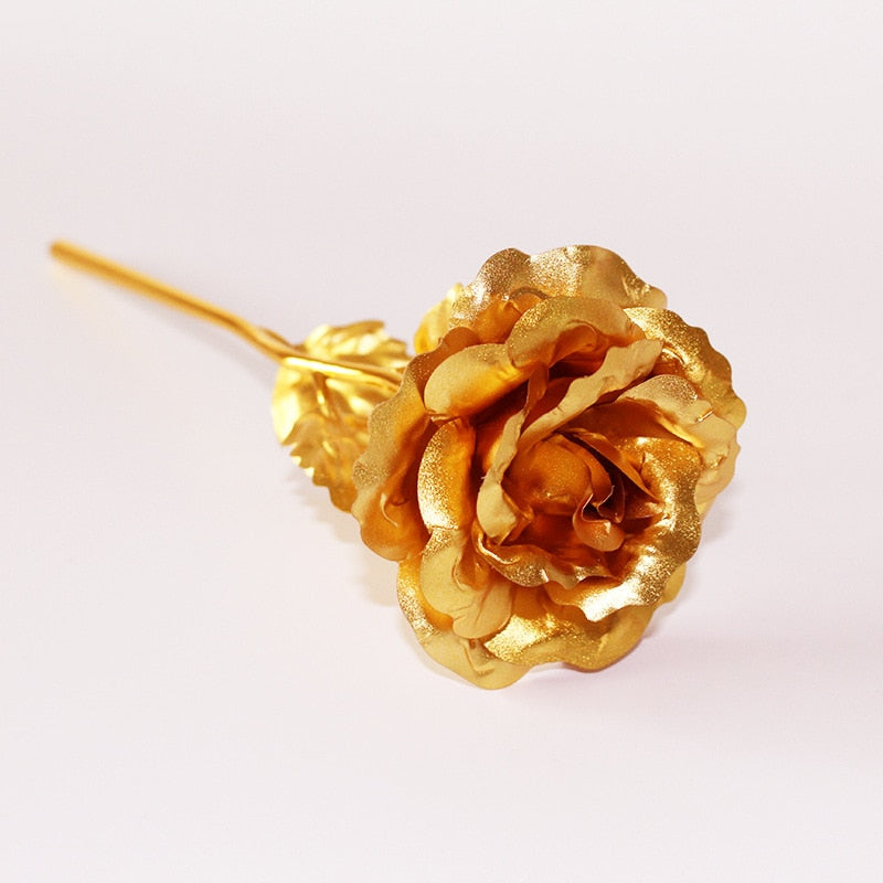 YO CHO Artificial Flowers 24k Gold Rose with Box New Year Valentine\x27s Day Gift/Present Foil Flowers Home Decor Fake Roses