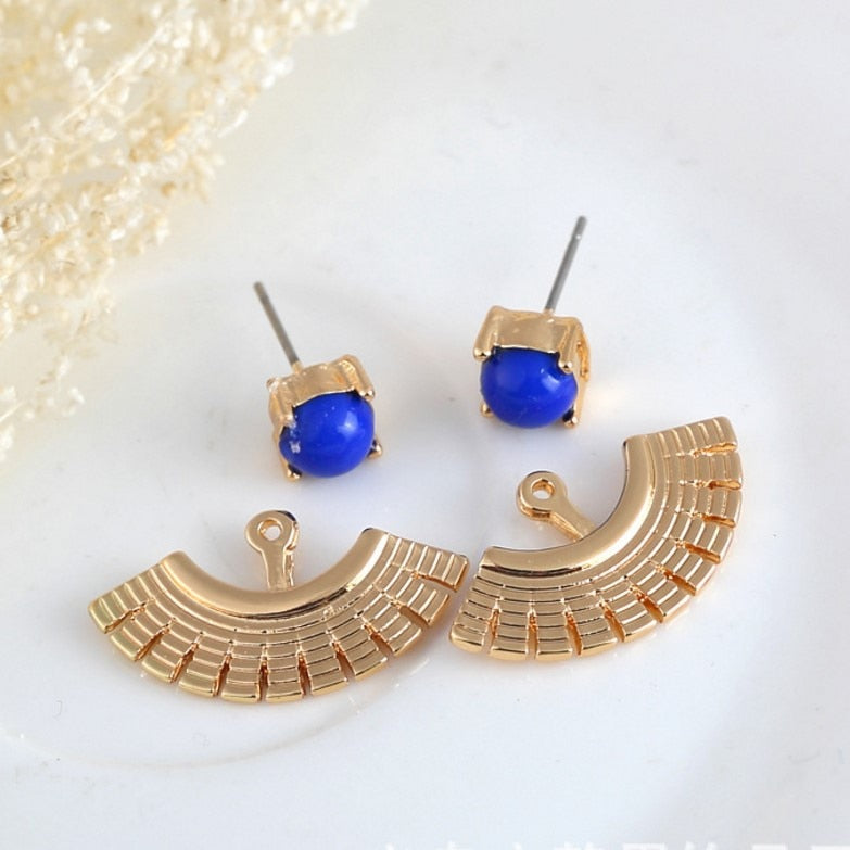 Fashion Personality Simple T Bar Earrings Hollow Lotus Earrings Gold Silver Plated Women Double Face Stud Earrings Jewelry