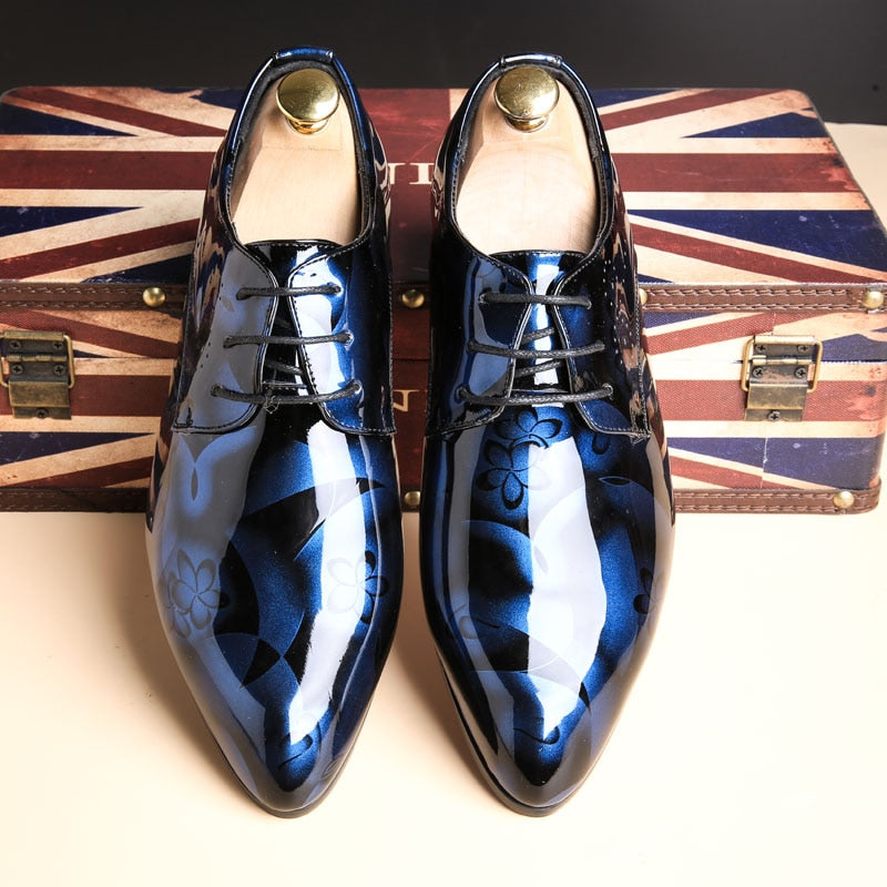 Fashion Patent Leather Men Dress Shoes For Men Pointed Toe Wedding Formal Shoes Luxury Brand Office Oxford Shoes Men Footwear