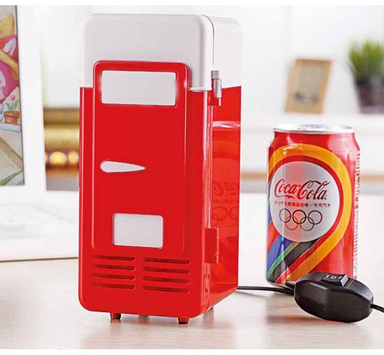 Small auto Fridge Hot Cold Dual Use Gadget Beverage tanks Cooler Warmer Refrigerator With Internal LED drink fridge Light