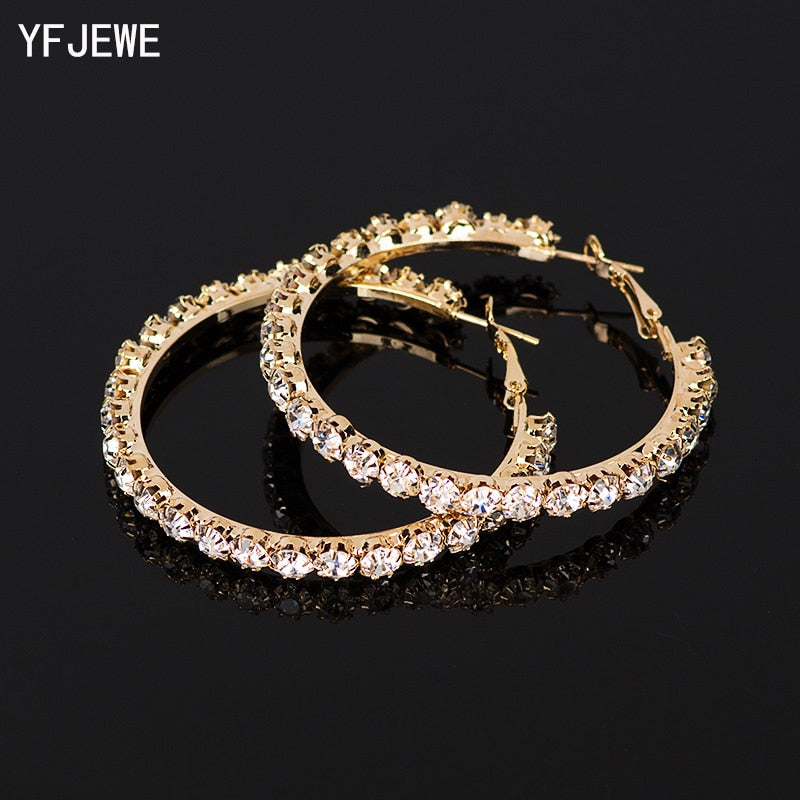 YFJEWE 2018 New Designer Crystal Rhinestone Earrings Women Gold Sliver Hoop Earrings Fashion Jewelry Earrings For Women