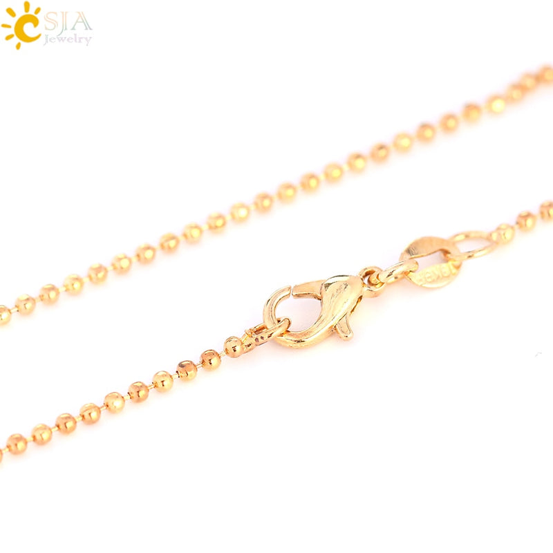 CSJA Natural Stones Crescent Moon Necklaces Pendants Purple Crystal Pink Quartz White Stone Gold Color Reiki Women F306