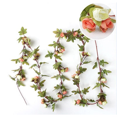 220cm long artificial rose flowers vine autumn cane backdrop decor silk fake rattan garland for wedding home hotel decoration