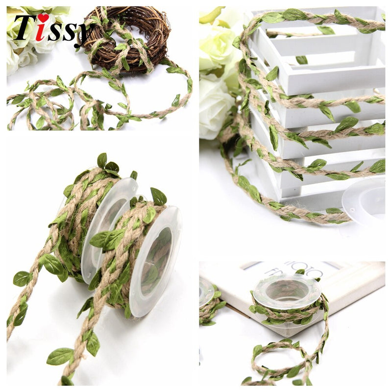 2m DIY Artificial Leaves Twine String With Leaf Silk Leaves Flower Garlands Home Garden/Wedding Party Decoration Fake Flowers