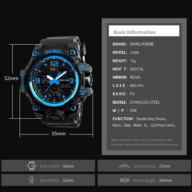 SKMEI Men Digital Sport Wristwatches Fashion Waterproof Shockproof Male Hand Clock Watches Men&