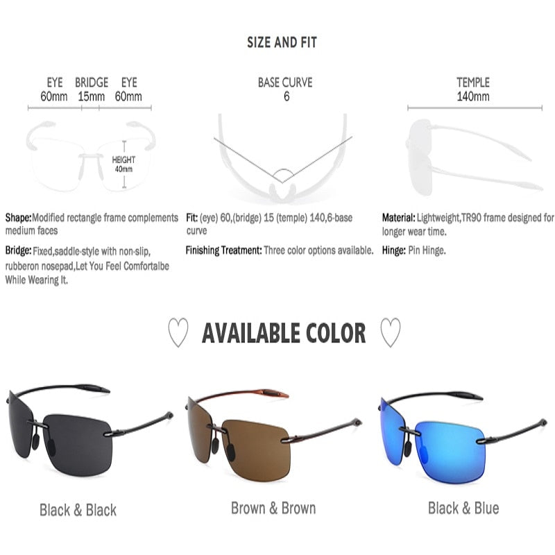 JULI The Matrix Classic Sports Rimless Sunglasses Men Orange Male Driving Rectangle Ultralight Frame Sun Glasses UV400 MJ8009