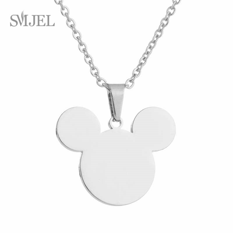 SMJEL Stainless Steel Necklaces for Women Jewelry Mini Animal Rabbit Necklace Heart Beat Dog Paw Print Collier Femme Wholesale