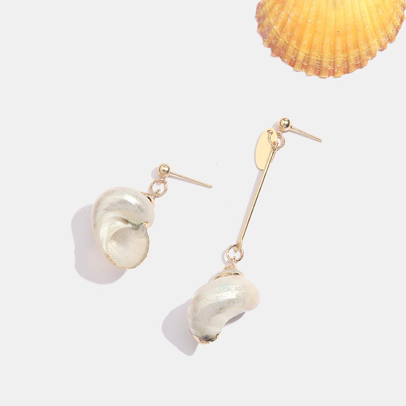 Flatfoosie 2019 Natural Conch Shell Dangle Drop Earrings For Women Bohemian Wedding Gifts Trendy Summer Pendant Earrings Jewelry