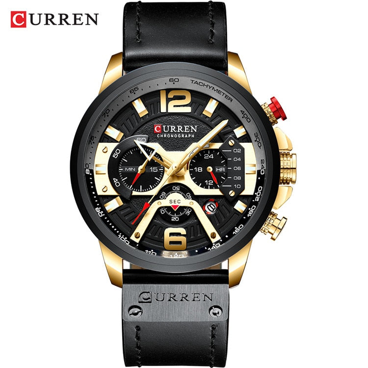 2021 CURREN Men Watches Top Brand Luxury Blue Leather Chronograph Sport Watch For Men Fashion Date Waterproof Clock Reloj Hombre