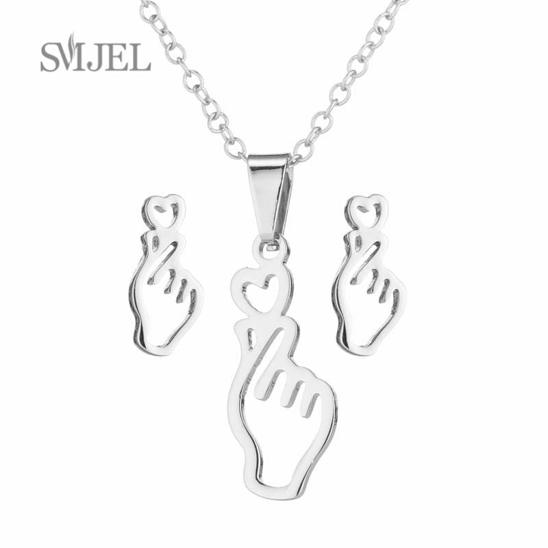 SMJEL Stainless Steel Necklaces for Women Jewelry Mini Animal Rabbit Necklace Heart Beat Dog Paw Print Collier Femme Wholesale