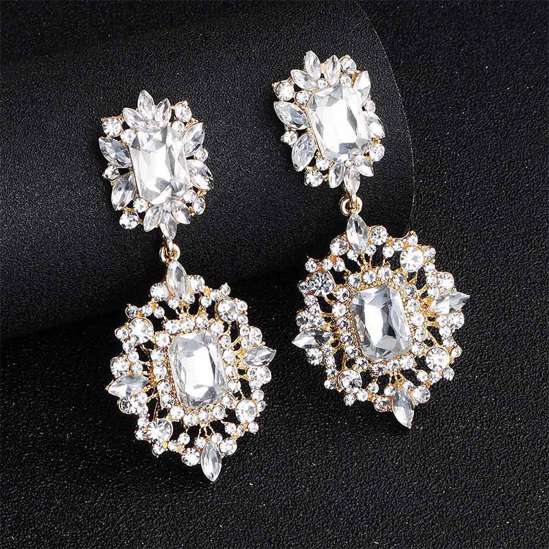 Miallo Fashion Austrian Crystal Alloy Bridal Long Earrings for Women Wedding Big Earrings for Bride Bridesmaids