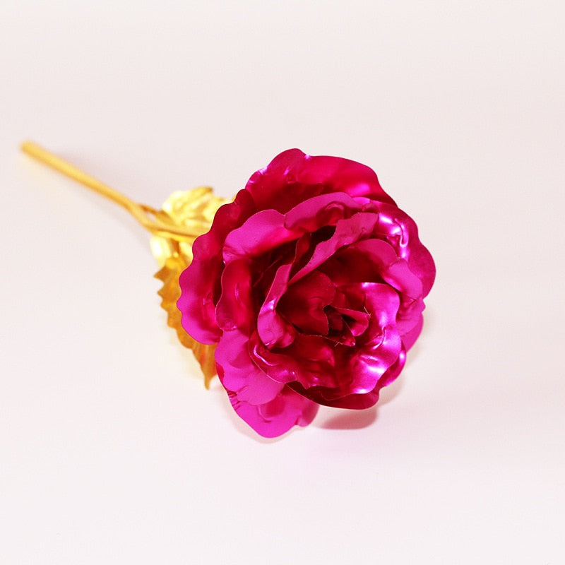 YO CHO Artificial Flowers 24k Gold Rose with Box New Year Valentine\x27s Day Gift/Present Foil Flowers Home Decor Fake Roses