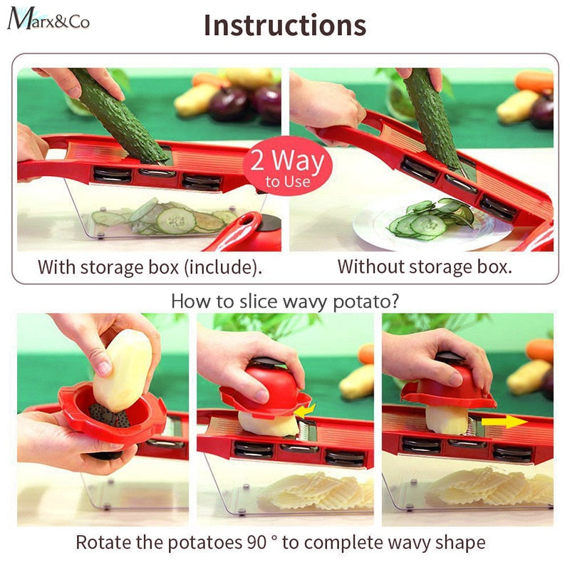 Vegetable Slicer Cutter Grater Peeler Fruit Carrot Potato Cheese Onion Steel Blade Kitchen Accessories Cooking Tools