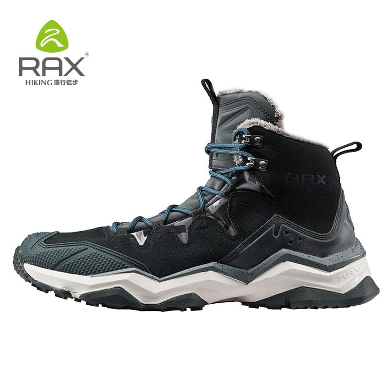 RAX Hiking Boots Men Waterproof Winter Snow Boots Fur lining Lightweight Trekking Shoes Warm Outdoor Sneakers Mountain Boots Men