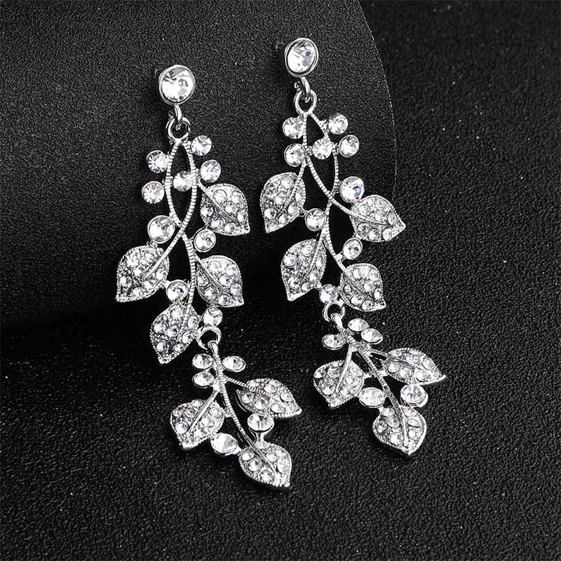 Miallo Fashion Austrian Crystal Alloy Bridal Long Earrings for Women Wedding Big Earrings for Bride Bridesmaids