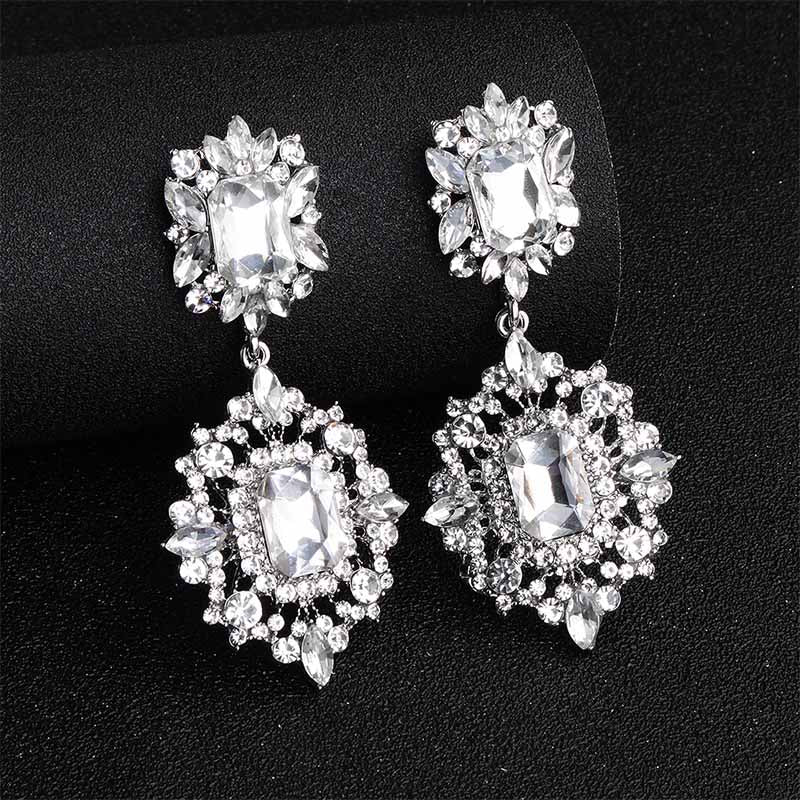 Miallo Fashion Austrian Crystal Alloy Bridal Long Earrings for Women Wedding Big Earrings for Bride Bridesmaids