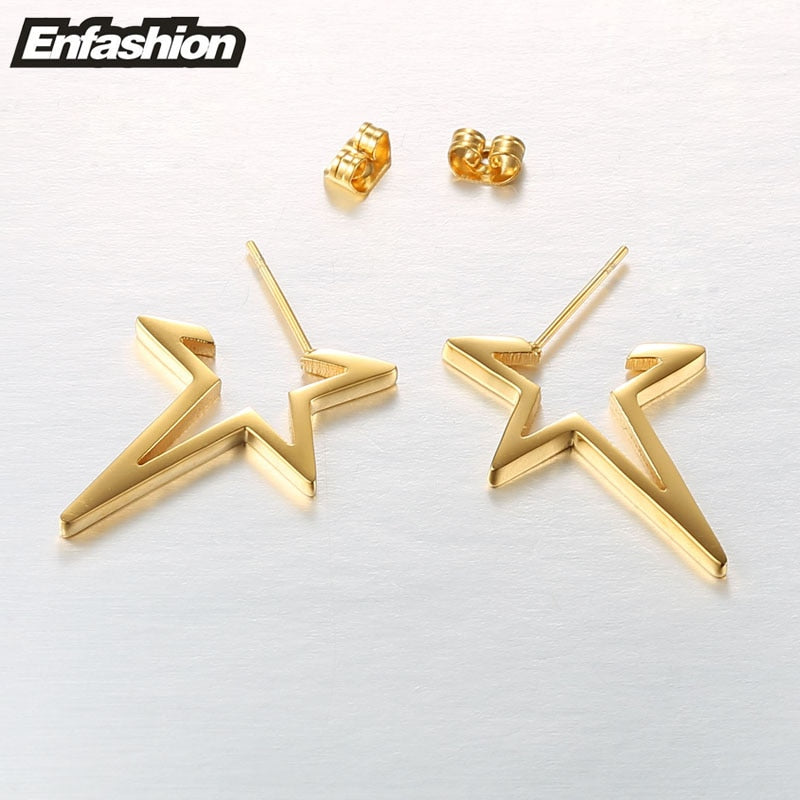 Enfashion Star Earrings Punk Stud Earring Rose Gold Color Earings Stainless Steel Earrings For Women Jewelry Wholesale