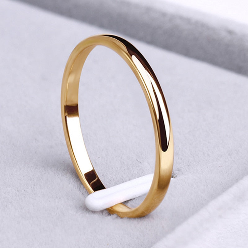 CACANA Stainless Steel Rings Rose Gold Color Anti-allergy Smooth Simple Wedding Couples Rings Bijouterie