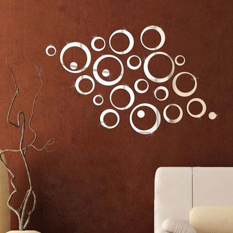 24pcs/set Acrylic Mirror Surface Polka Dots Circle Wall Sticker Home Decor Living Room Bedroom Decoration Poster Round Art Mural