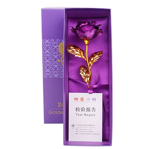 YO CHO Artificial Flowers 24k Gold Rose with Box New Year Valentine\x27s Day Gift/Present Foil Flowers Home Decor Fake Roses