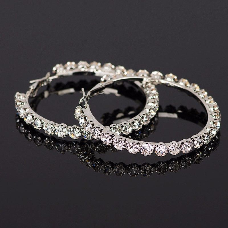 YFJEWE 2018 New Designer Crystal Rhinestone Earrings Women Gold Sliver Hoop Earrings Fashion Jewelry Earrings For Women