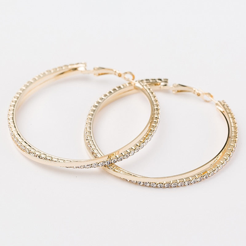 YFJEWE 2018 New Designer Crystal Rhinestone Earrings Women Gold Sliver Hoop Earrings Fashion Jewelry Earrings For Women