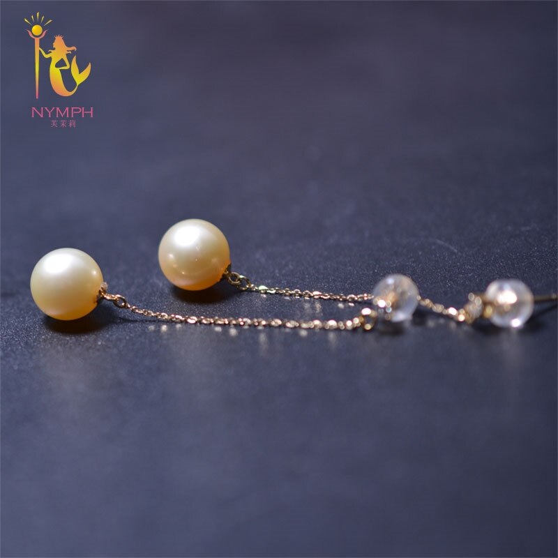 NYMPH 9-10mm high quality South Sea Pearl earrings with 18K gold accessory,Low-key Luxury for wedding fashion  jewelry E301