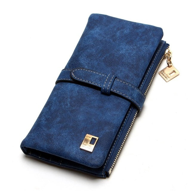 Cheaper!! New Fashion Women Wallets Drawstring Nubuck Leather Zipper Wallet Women&