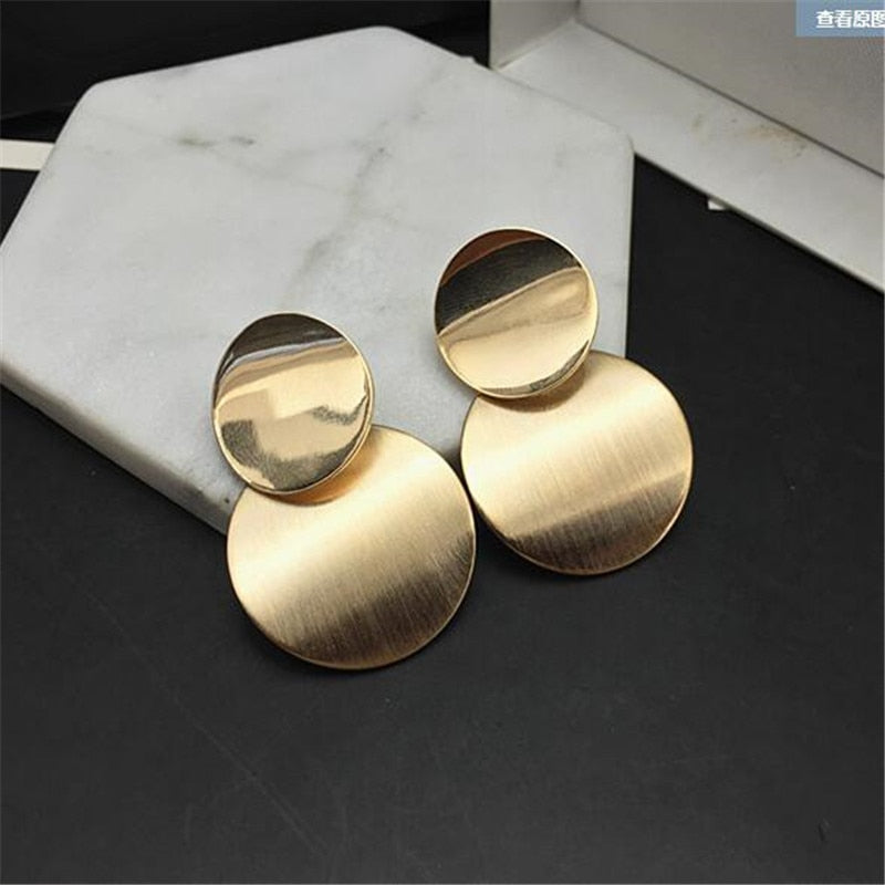 Round Shaped Golden Earrings Simple Metal Vintage Earrings For Women Fashion Jewelry Girls Earring brincos 2019