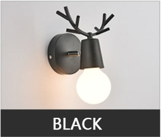 Nordic Adjustable LED Wall Lights Colorful Cartoon Deer Antlers Bedroom Reading Sconce Wall Mounted Children Room Lighting E27