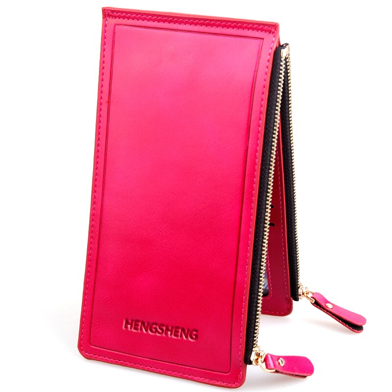 New hot sale fashion high capacity womens wallets solid color zipper clutch women&