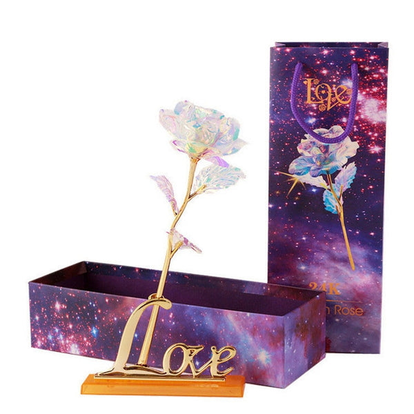 YO CHO Artificial Flowers 24k Gold Rose with Box New Year Valentine\x27s Day Gift/Present Foil Flowers Home Decor Fake Roses
