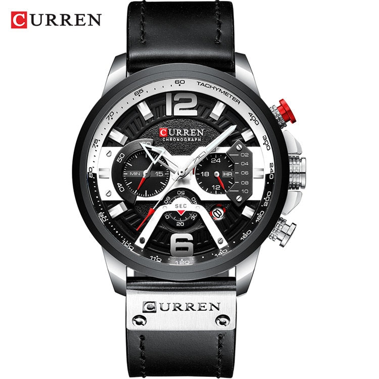 2021 CURREN Men Watches Top Brand Luxury Blue Leather Chronograph Sport Watch For Men Fashion Date Waterproof Clock Reloj Hombre