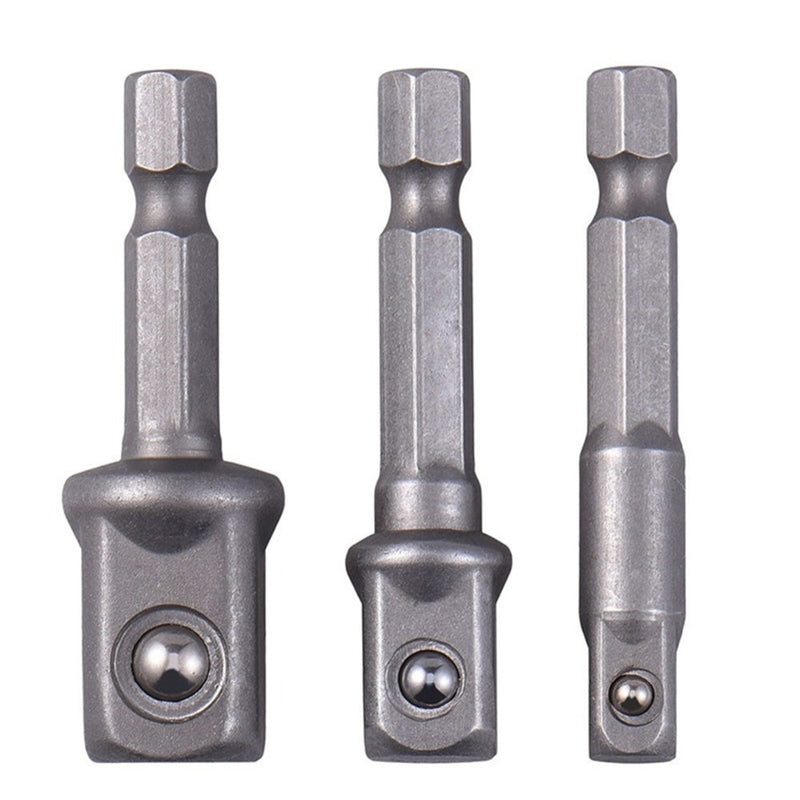 3pcs/set Chrome Vanadium Steel Socket Adapter Hex Shank to Square Extension Drill Bits Bar Hex Bit Set Tools tightly