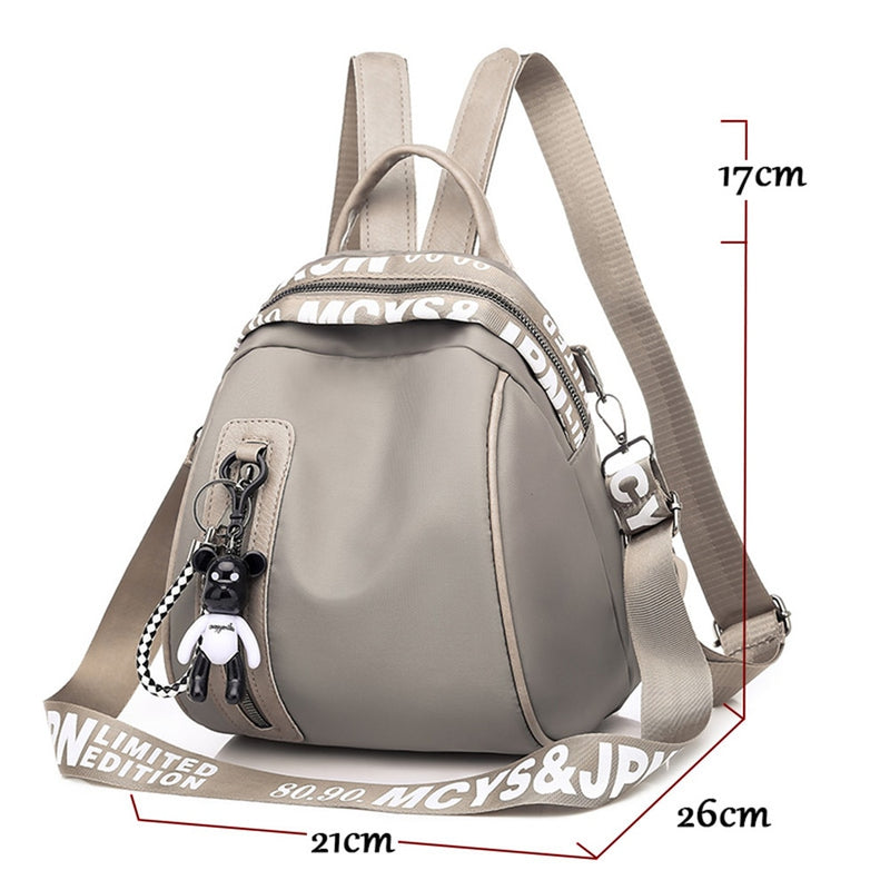 New Waterproof Nylon Women Backpack Zipper School Bags For Teenagers Girls Small Pendant Backpack Female Multifunction Rucksack