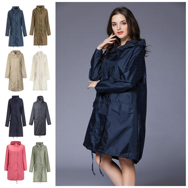 Raincoat Women Men Ladies Rain Coat Poncho Breathable Long Portable Water-Repellent Rainwear Jacket