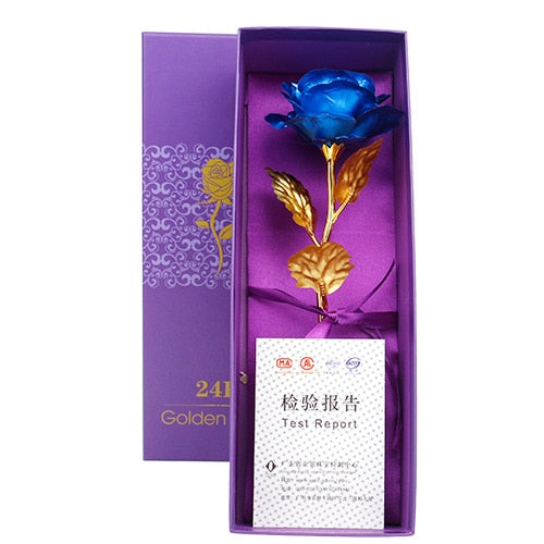 YO CHO Artificial Flowers 24k Gold Rose with Box New Year Valentine\x27s Day Gift/Present Foil Flowers Home Decor Fake Roses