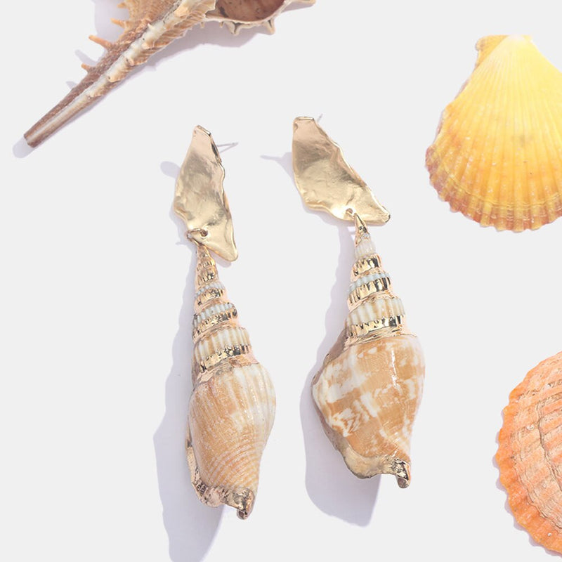 Flatfoosie 2019 Natural Conch Shell Dangle Drop Earrings For Women Bohemian Wedding Gifts Trendy Summer Pendant Earrings Jewelry