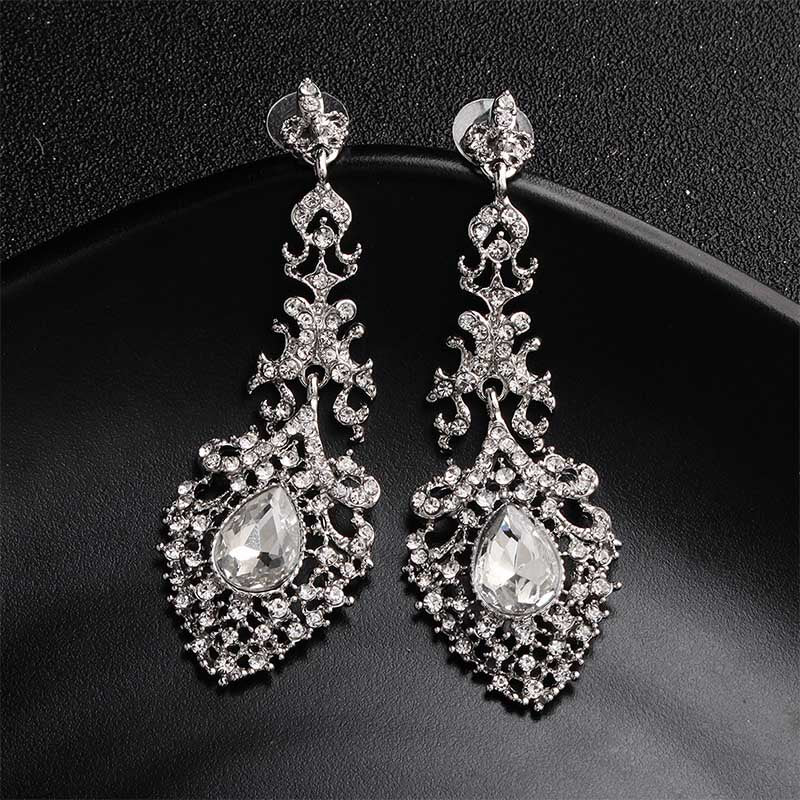 Miallo Fashion Austrian Crystal Alloy Bridal Long Earrings for Women Wedding Big Earrings for Bride Bridesmaids