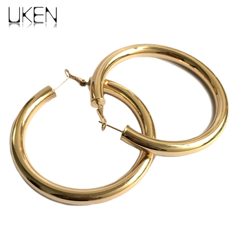 UKEN 2020 Punk Fashion 70mm Diameter Wide Big Hoop Earrings For Women Statement Earrings Brincos Jewelry Accessories Thick