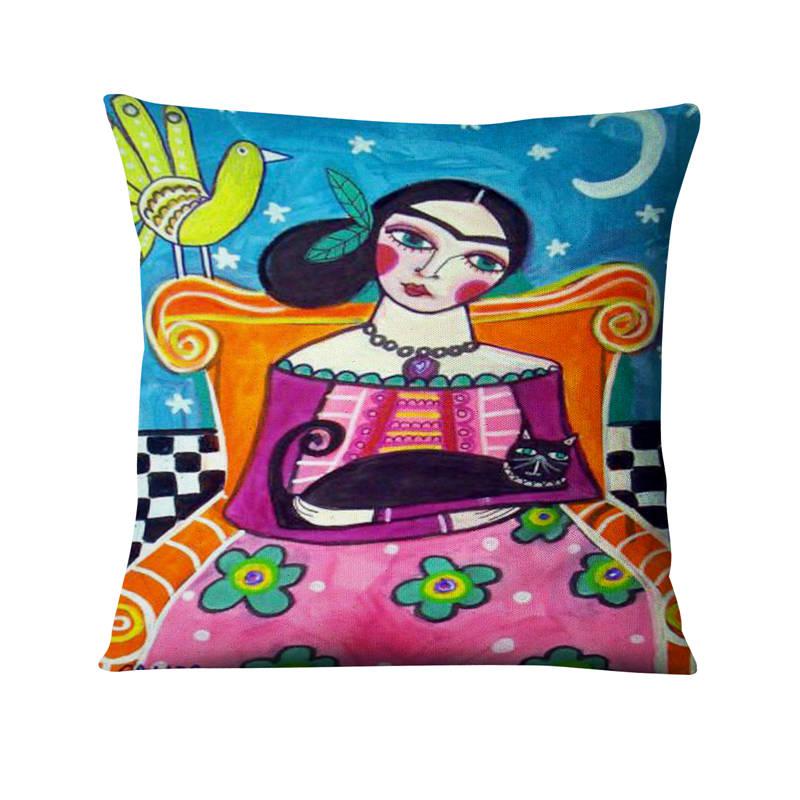 home Pillow Decoration Mexican Girl Painting Cushion Decorative Pillow Home Decor Almofadas Decorativas Para Sofa Throw Pillow