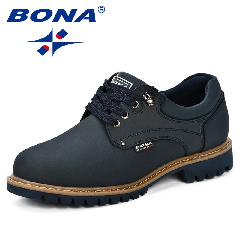BONA Fashion Men Casual Shoes New  Autumnmen Flats Cow Split Male Oxfords Men Leather Shoes Zapatillas Hombre Free Shipping
