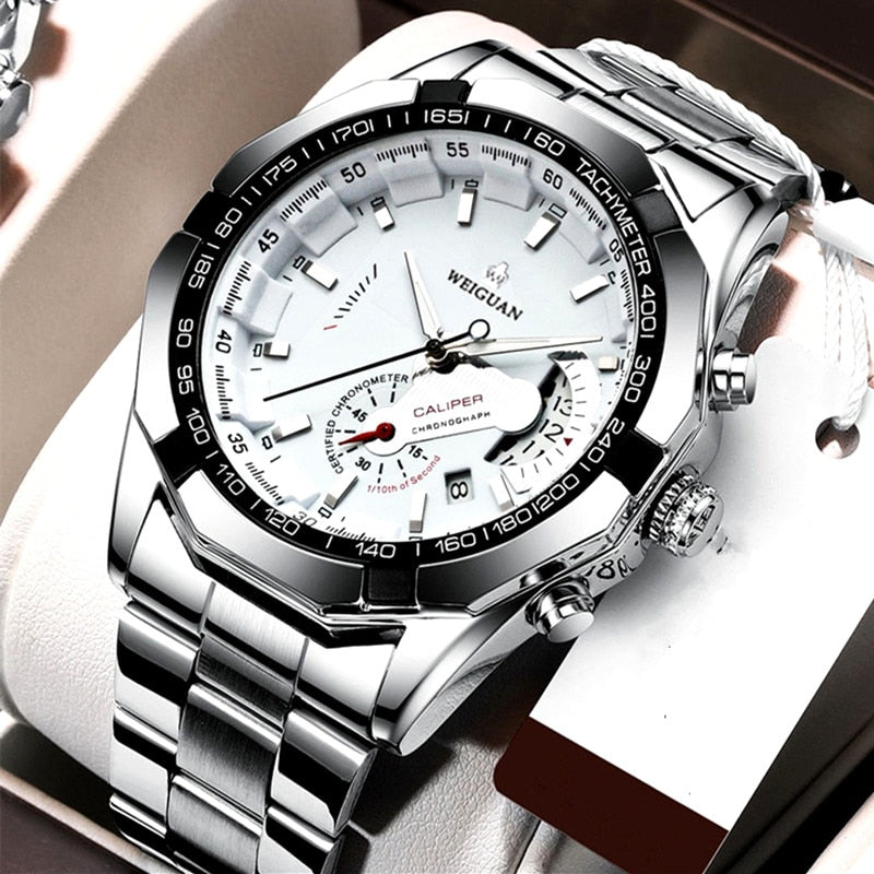 Fashion Watches Men Luxury Calendar Quartz Wristwatch for Man Stainless Steel Band Waterproof Luminous Male Clock