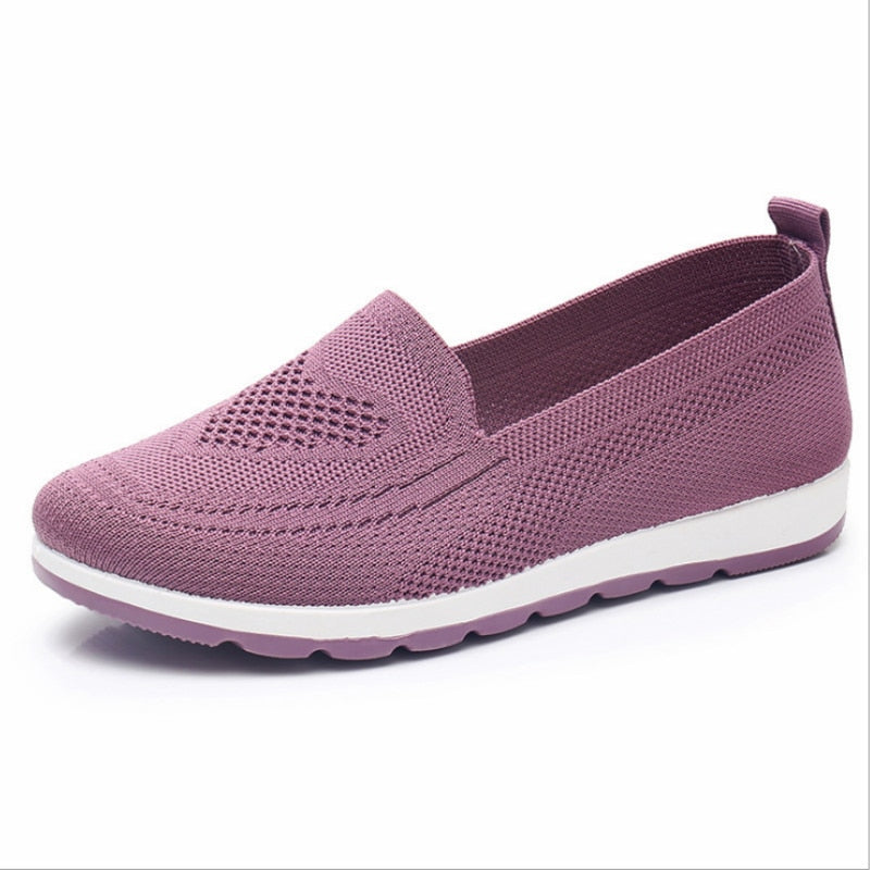 Mothers shoes, fabric loafers for women, casual sneakers for spring and summer, flat heels, breathable flat shoes