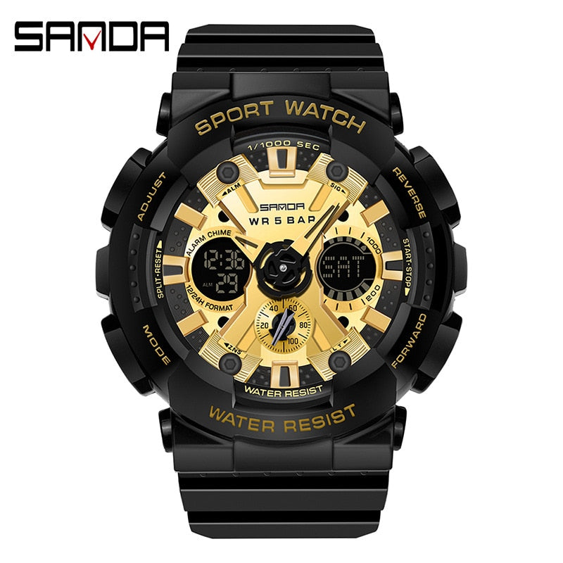 SANDA Women Men Watch Sports Dual Display 50M Waterproof Wrist Watch For Male Female Clock relogio feminino High Quality 2022