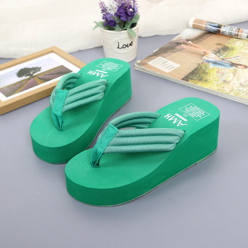 New 2022 Fashion Women Flip Flops Summer Beach Platform Slippers Casual Outside Wedges Sandals Women Shoes Leisure Slippers 6cm