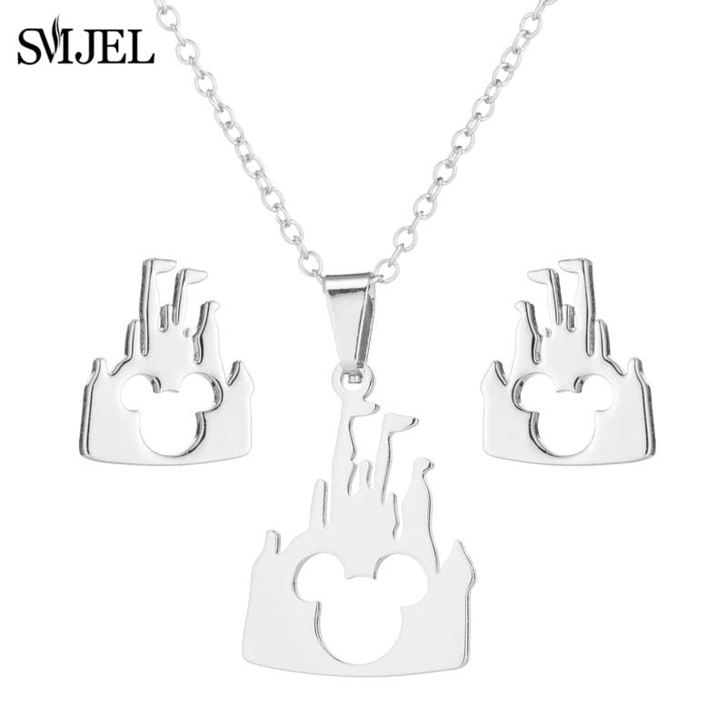 SMJEL Stainless Steel Necklaces for Women Jewelry Mini Animal Rabbit Necklace Heart Beat Dog Paw Print Collier Femme Wholesale